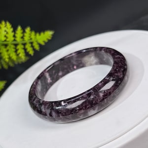 Premium Rare Purple Lepidolite Bangle 56MM Ultra Flash Icy Crystallization Purple Mica Bracelet Aura Optimism Serenity Destress Gift for Her