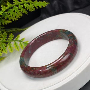 Bransoletka z rubinowym zoisytem: 59 mm, porcelana, połysk, czerwony, zielony, niebieski, styl malowania olejem