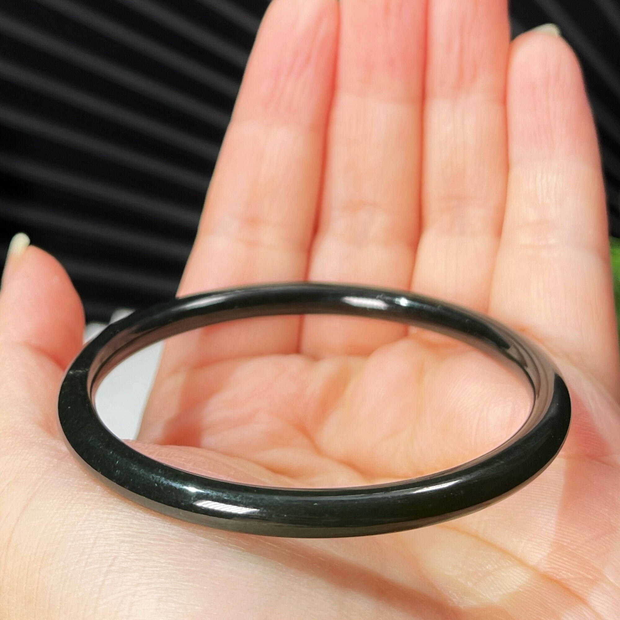 Dark Green Hetian Jade Bangle Bracelet 56MM Certificated | Etsy