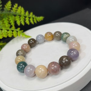 Exquisite Fossilized Coral Beaded Bracelet 13.5mm Icy Crystallization Multicolored Phoenix Tail Genuine Protection Romantic Love Women Gifts