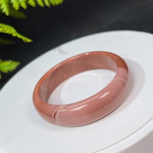 Unique Alxa Agate Bangle 53MM Gradient Pink Oil Painting Style Gobi Desert Chalcedony Bracelet Strength Chakra Energy Lucky Gift for Her