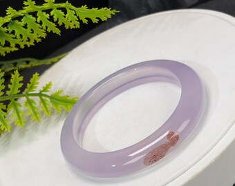 Brazalete de ágata púrpura: 54+ mm, escamas de dragón translúcidas heladas, inclusiones similares al cinabrio.