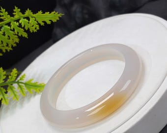 Brazalete de ágata blanca: 59 mm, naranja translúcido helado, ojo celestial