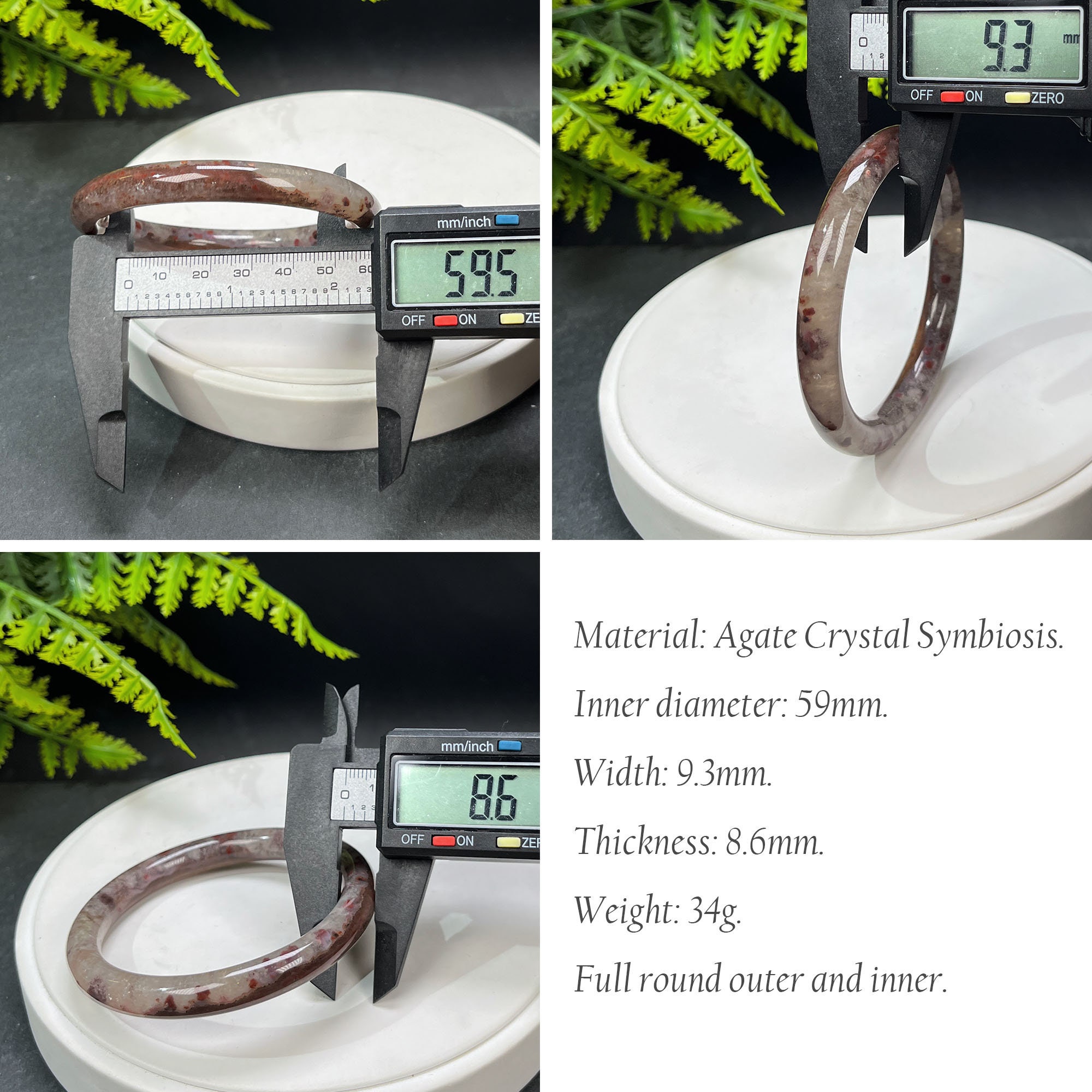 Unique Landscape Agate Bangle 59MM Flake Ice Starlight