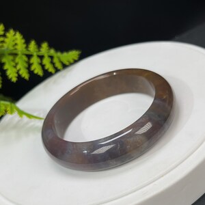 Unique Ocean Jasper Bangle 54MM Old Mine High Porcelain Crystallization Brown Purple Chalcedony Bracelet Calmness Protection Gift for Her