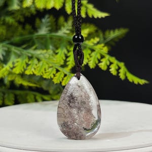 Exquisite Genuine Brazilian Phantom Quartz Pendant Necklace Icy Transparent Colorful Ghost Crystal Teardrop Inspiration Intuition Gifts