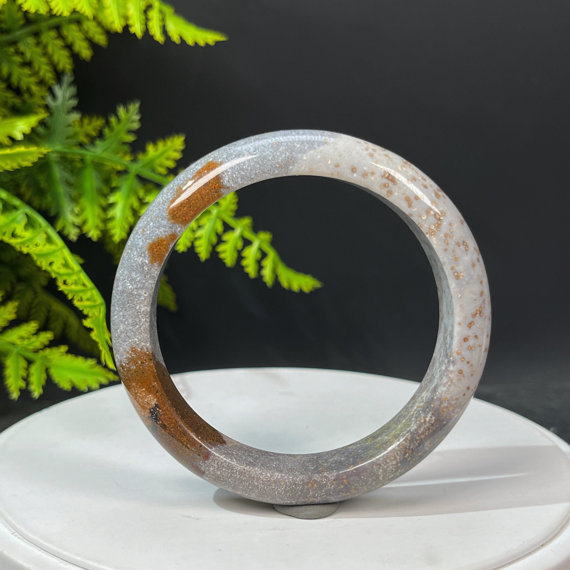 アクセサリー agawd Nuance Bangle Unique Starry Sky Agate Bangle 59MM Icy High Porcelain