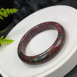 Ruby Zoisite Bangle: 58MM Porcelain Luster Red Green Blue Oil Painting Style