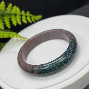 Exquisite Purple Green Ocean Jasper Bangle 56MM Old Mine Frog Fish Eggs Texture Chalcedony Bracelet Chakras Harmony Calmness Gift for Her