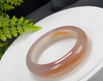 Brazalete de ágata rosa: 53+MM de alto, hielo translúcido, limpio, flotante, naranja