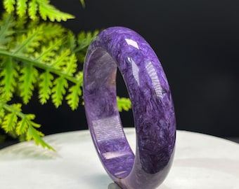 High Grade Charoite Bangle 52+MM Porcelain Luster Crystallization Purple Gemstone Bracelet Wisdom Inspiration Insight Courage Gift for Her