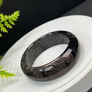 Exquisite Snowflake Obsidian Bangle 53MM Red Pink White Patterned Obsidian Bracelet Harmony Balance Strength Grounding Calmness Gift for Her