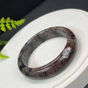 Exquisite Snowflake Obsidian Bangle 55MM Red Pink White Patterned Obsidian Bracelet Calming Meditation Awakening Transformation Gift for Her