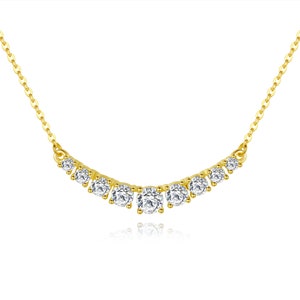 Smile Necklace Gold-Plated Necklace CZ Cluster Necklace Small Delicate Necklace Dainty Diamond Choker Wedding Bridal Jewelry Layered Gift