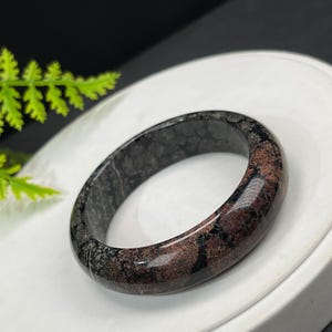 Exquisite Snowflake Obsidian Bangle 53MM Red Pink White Patterned Obsidian Bracelet Protection Grounding Charming Inner Peace Gift for Her