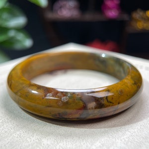 Ozean Jaspis Armreif Armband 56 + MM Eisige Alte Mine Frosch Fisch Ei Ölmalerei Stil Chalcedon Armband Ruhe Linderung Stress Geschenk für Sie