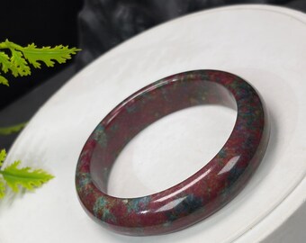 Brazalete de rubí y zoisita: 55 mm, brillo de porcelana, rojo, verde, azul, estilo pintura al óleo.