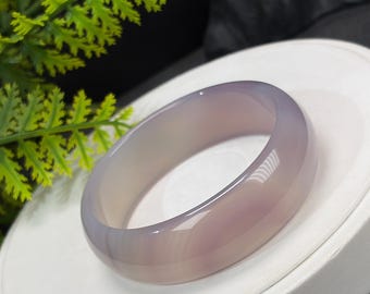 Brazalete de ágata púrpura: 61 mm, ojo celestial translúcido y helado