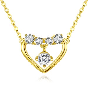 Solid Heart Gold-Plated Smile Necklace Wedding Bridal Jewelry Everyday Layering Necklace Small Delicate Choker Christmas Birthday Gift