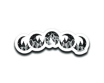 Moon Phase Vinyl Sticker: Glossy, Waterproof, Black and White