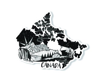 Canada Vinyl Decal - Glossy Black and White, Outdoor Durable