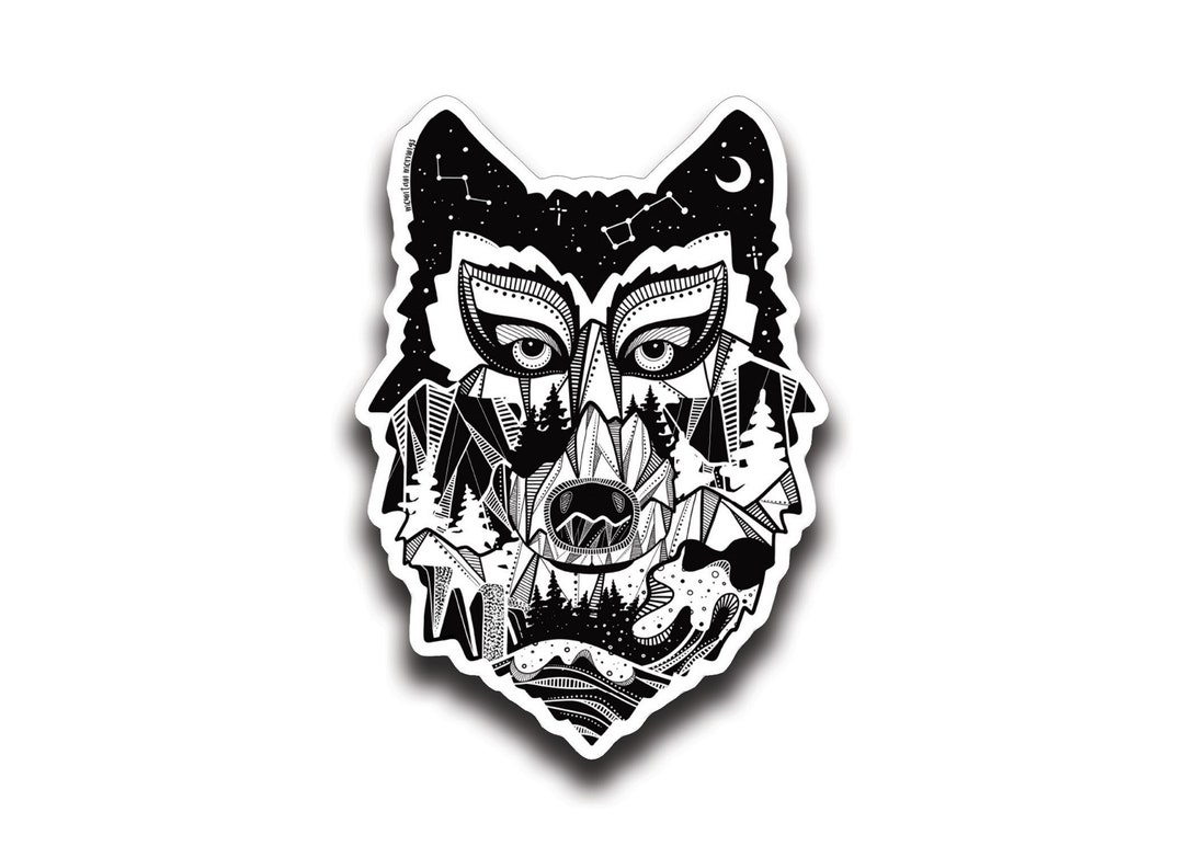 Wolf Shadow Sticker Wolf Vinyl Sticker: Bold Black and White Design (glossy, Durable) - Etsy