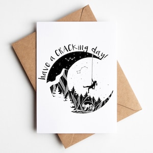 Avere una giornata strepitosa, Carta illustrata, Carta in bianco e nero, Carta di alpinismo, Regalo per scalatore, Carta di amicizia, Carta 5x7, Carta di arrampicata