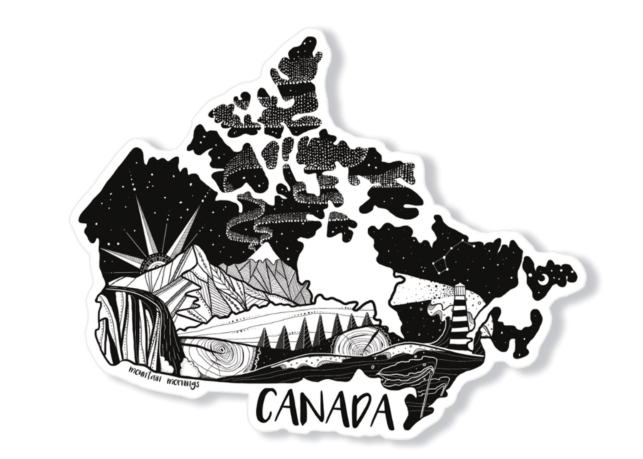 Canada Map Illustrated Vinyl Sticker Canadian Sticker Car Etsy