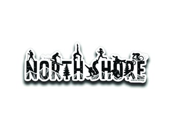 North Shore Sticker, Black and White Stickers, Illustrated Sticker, Glossy Vinyl Sticker, Nature Sticker, Waterproof Sticker, Laptop Decal