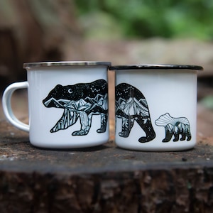 Mama Bear, Camping Mug, Enamel Mug, Tin Mug, Coffee Mug, Mountain Mug, Outdoor Gift, Camping Gifts, Hiking Gifts, Adventure Mug