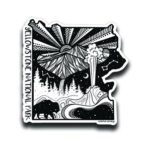 Yellowstone National Park Sticker, USA National Park, Illustrated Sticker, Glossy Vinyl Sticker, NP Sticker, Waterproof Sticker, Car Sticker