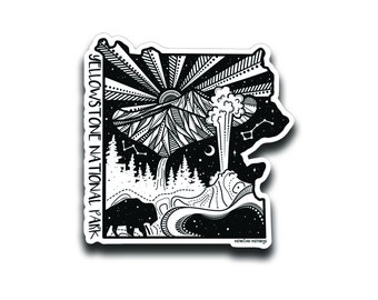 Yellowstone National Park Sticker, USA National Park, Illustrated Sticker, Glossy Vinyl Sticker, NP Sticker, Waterproof Sticker, Car Sticker