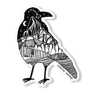 Crow Vinyl Sticker: Nature Inspired Design (Waterproof, Glossy Finish)