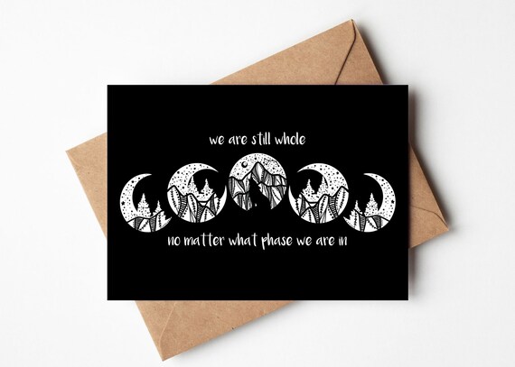 Lunar Cycle Card: Elegant Black and White Design (5x7 Blank)