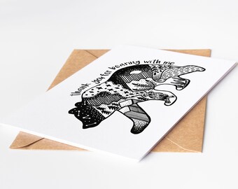 PNW Bear Greeting Card, Black and White (5x7 Folded, Blank Inside