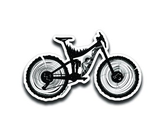 Mountain Bike Sticker, Black and White Stickers, Mountain Biking, Glossy Vinyl Sticker, Adventure Stickers, Outdoor Sticker, Laptop Decals