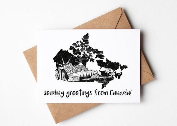 Travel Greeting Card: Canadian Landscapes - Black & White Line Art