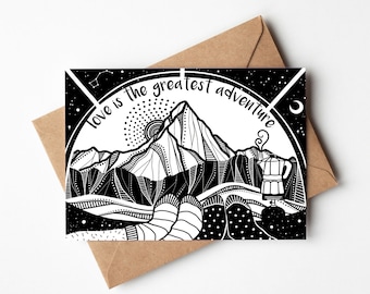 Wedding Card: Nature Line Art - Eco-Friendly Recycled Paper