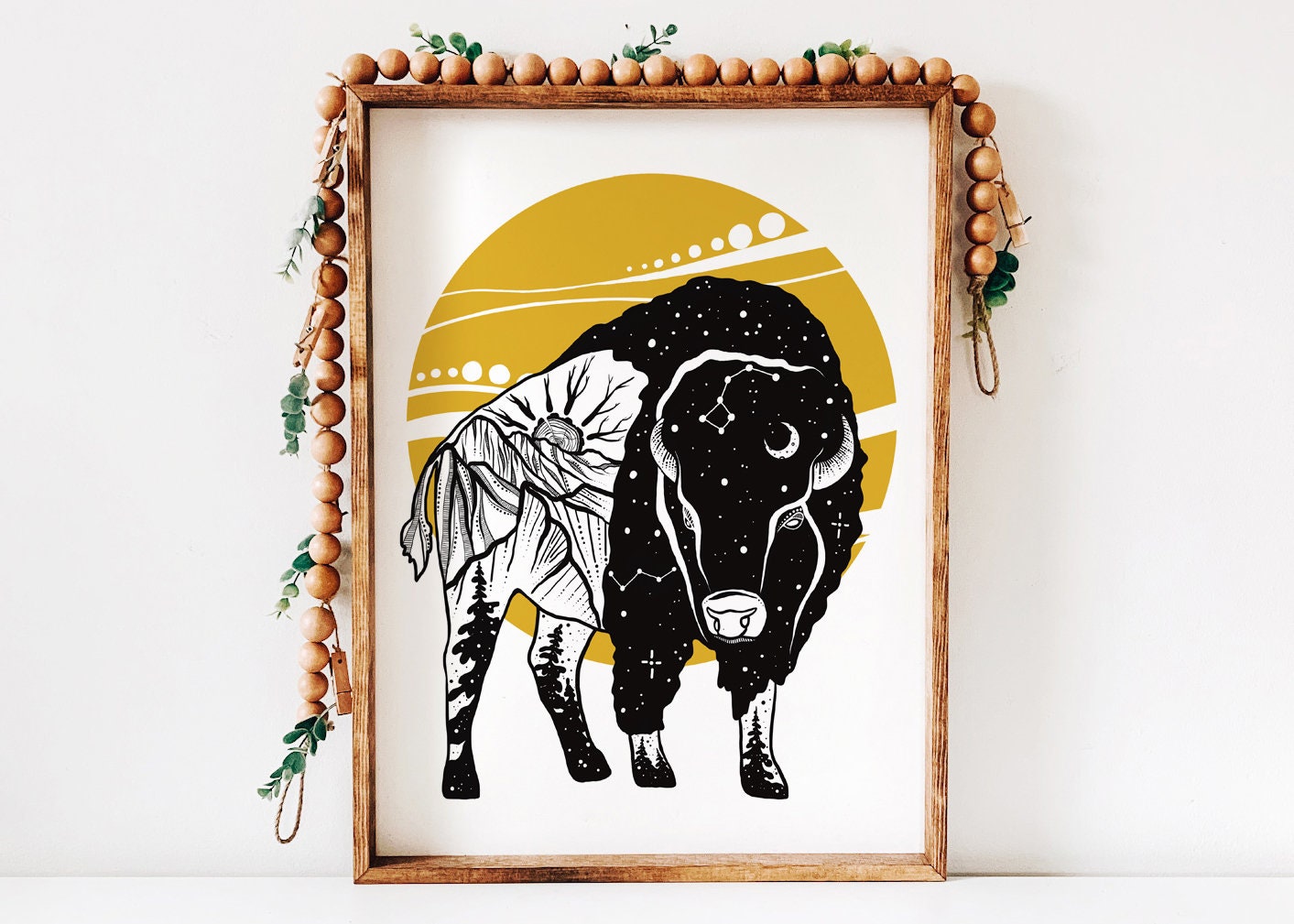 Bison Print, Illustrated Print, Black and White Wall Art, Print For Frame, Outdoor Poster, Home Decor Prints, Canadian Artwork, PNW Art