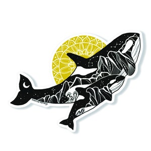 Orca Sticker, Glossy Vinyl Sticker, Black and White Sticker, Waterproof Sticker for Water Bottle, Bumper Sticker, Nature Sticker