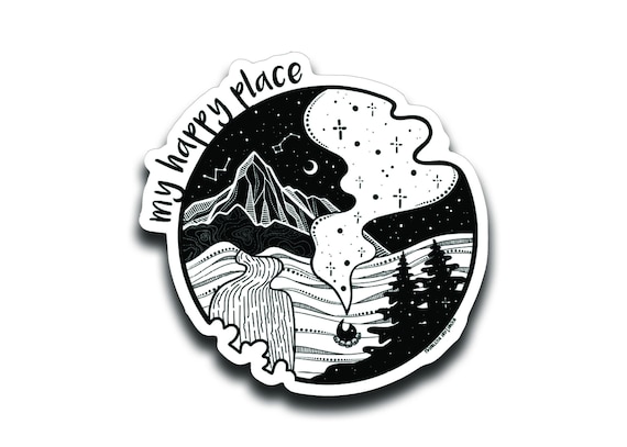 Nature Vinyl Sticker, Black and White Glossy (Waterproof, Scratch-Resistant)