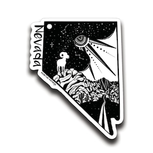 Nevada, USA Sticker, Travel USA, Travel Sticker, Windshield Decal, Vinyl Bumper Sticker, Waterproof Sticker for Car, Black and White Sticker image 1