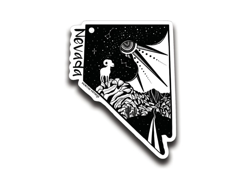 Nevada, USA Sticker, Travel USA, Travel Sticker, Windshield Decal, Vinyl Bumper Sticker, Waterproof Sticker for Car, Black and White Sticker image 1