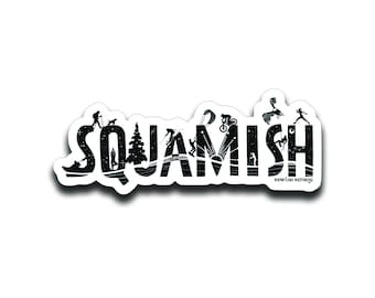 Squamish Sticker: Waterproof Vinyl Decal - Black and White Design