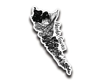 Haida Gwaii Sticker, Black and White Stickers, Illustrated Sticker, Glossy Vinyl Sticker, Nature Sticker, Waterproof Sticker, Laptop Decal