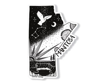 Canadian Nature Vinyl Sticker, Manitoba Design (Glossy, Waterproof)