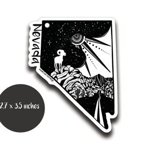 Nevada, USA Sticker, Travel USA, Travel Sticker, Windshield Decal, Vinyl Bumper Sticker, Waterproof Sticker for Car, Black and White Sticker image 2