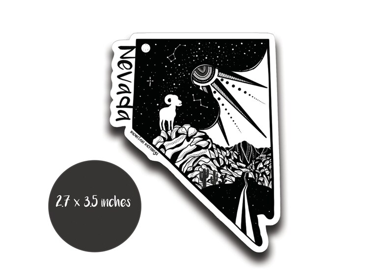 Nevada, USA Sticker, Travel USA, Travel Sticker, Windshield Decal, Vinyl Bumper Sticker, Waterproof Sticker for Car, Black and White Sticker image 2