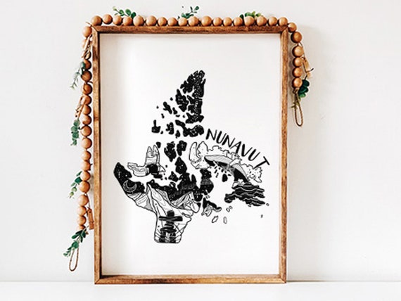 Nunavut Wall Art Print: Minimalist Black and White - Eco Friendly Paper