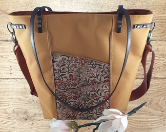 Unique piece, handbag, outdoor fabric, canvas, 100% handmade